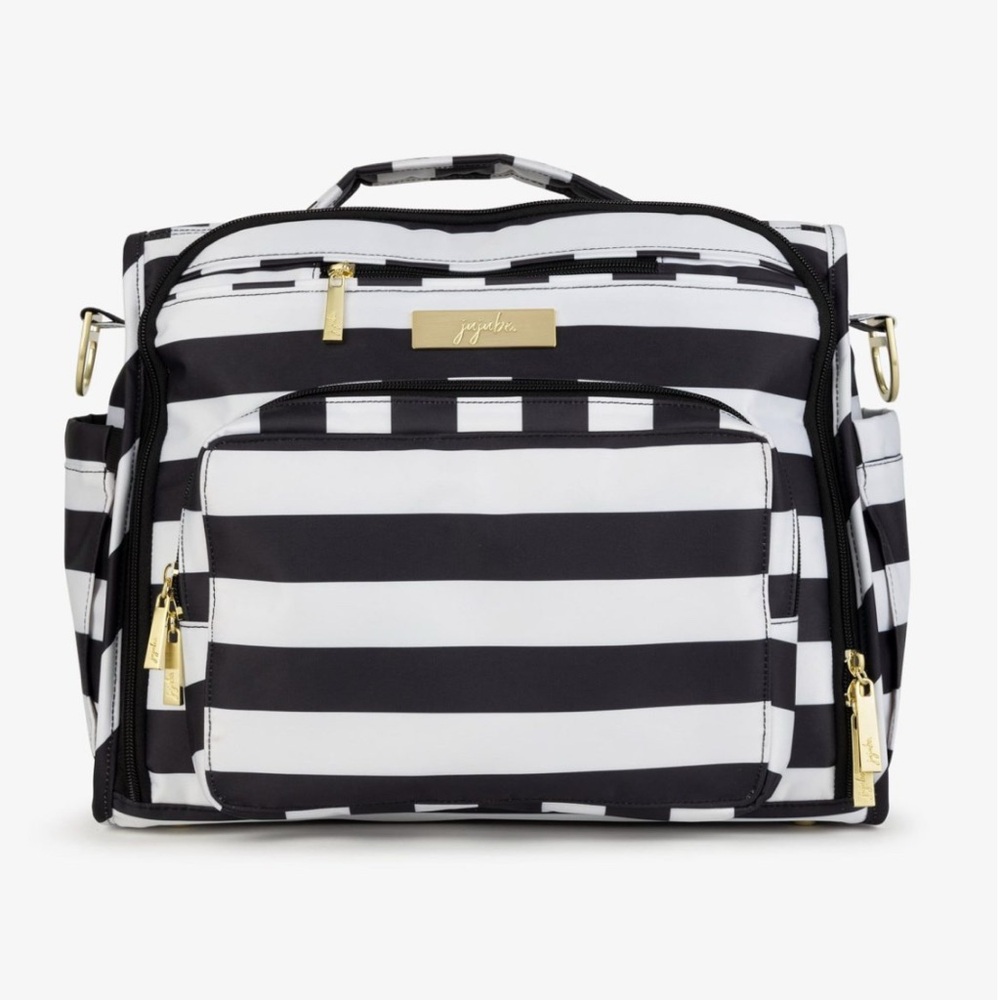 Black and White Striped Diaper Bag